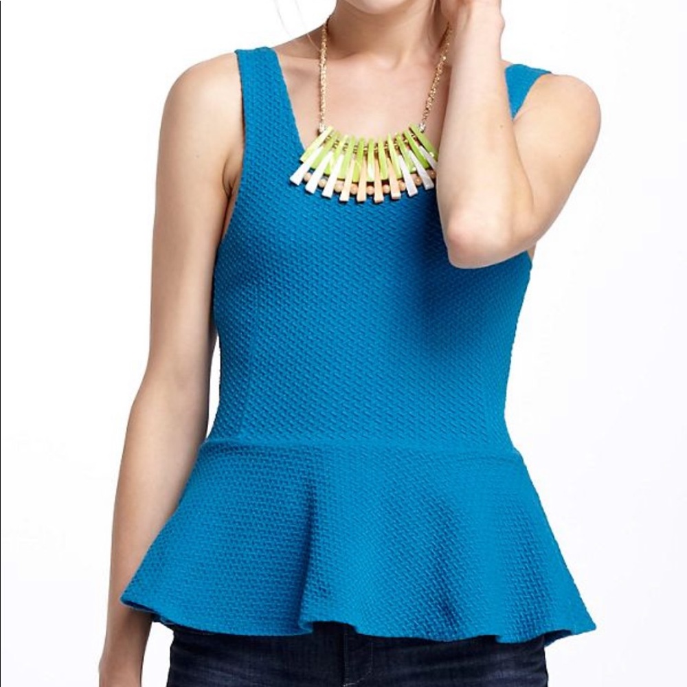 Anthropologie Ganni Blue Peplum Tank Top